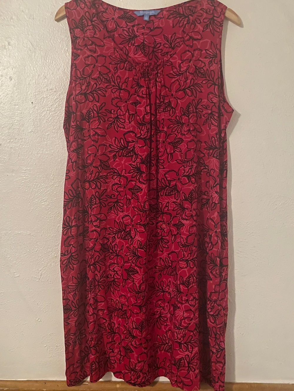 Blue Ginger Rayon Red Pink Black Floral Shift Short Dress Pockets L